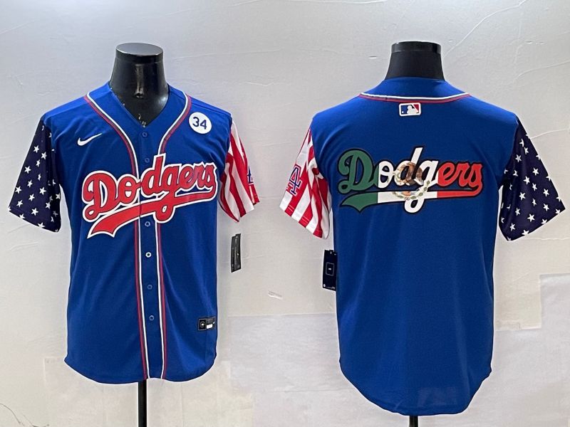 Men Los Angeles Dodgers Blank Blue a generation of national flags Joint name 2025 Nike MLB Jersey style 10->los angeles dodgers->MLB Jersey